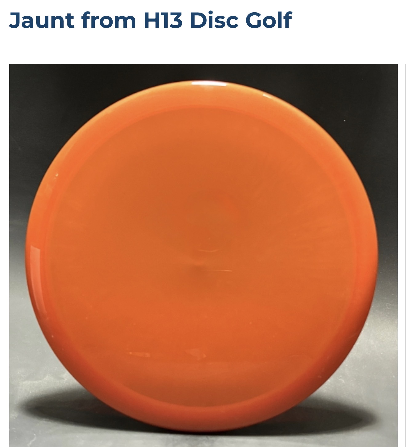 Orange H13 Jaunt certification sample shown face-on on the PDGA approval page